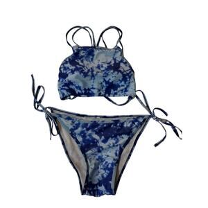 Tie Dye Bikini Blue Strappy Bathing Suit Two Piece  Size Medium